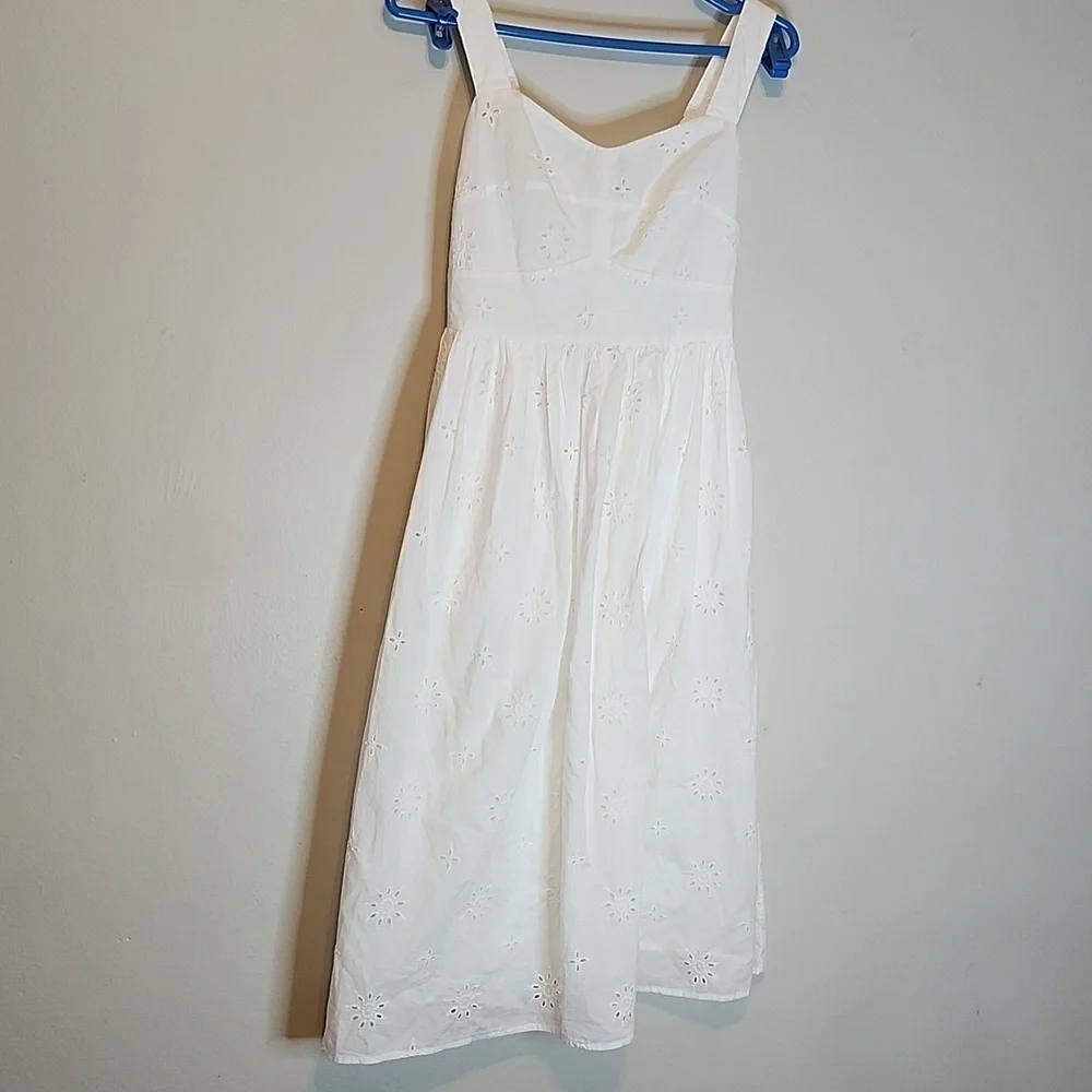 J. Crew White Eyelet Midi Dress
